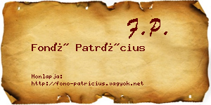 Fonó Patrícius névjegykártya